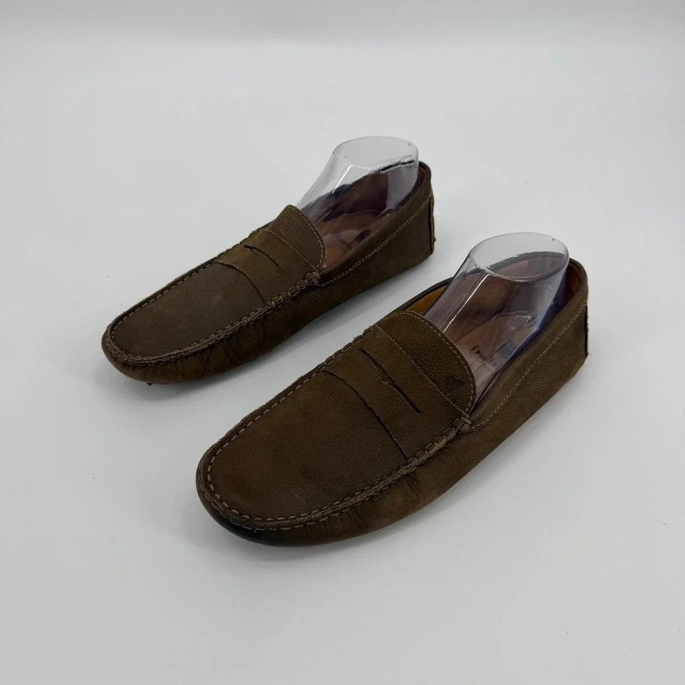 Bobbies Paris L'Artiste Brown Suede Driving Loafers Mens 44 Penny Moccasins